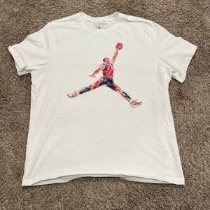 Jordan Jumpman Watercolor men's short sleeve shirt in white and red men’s XXL